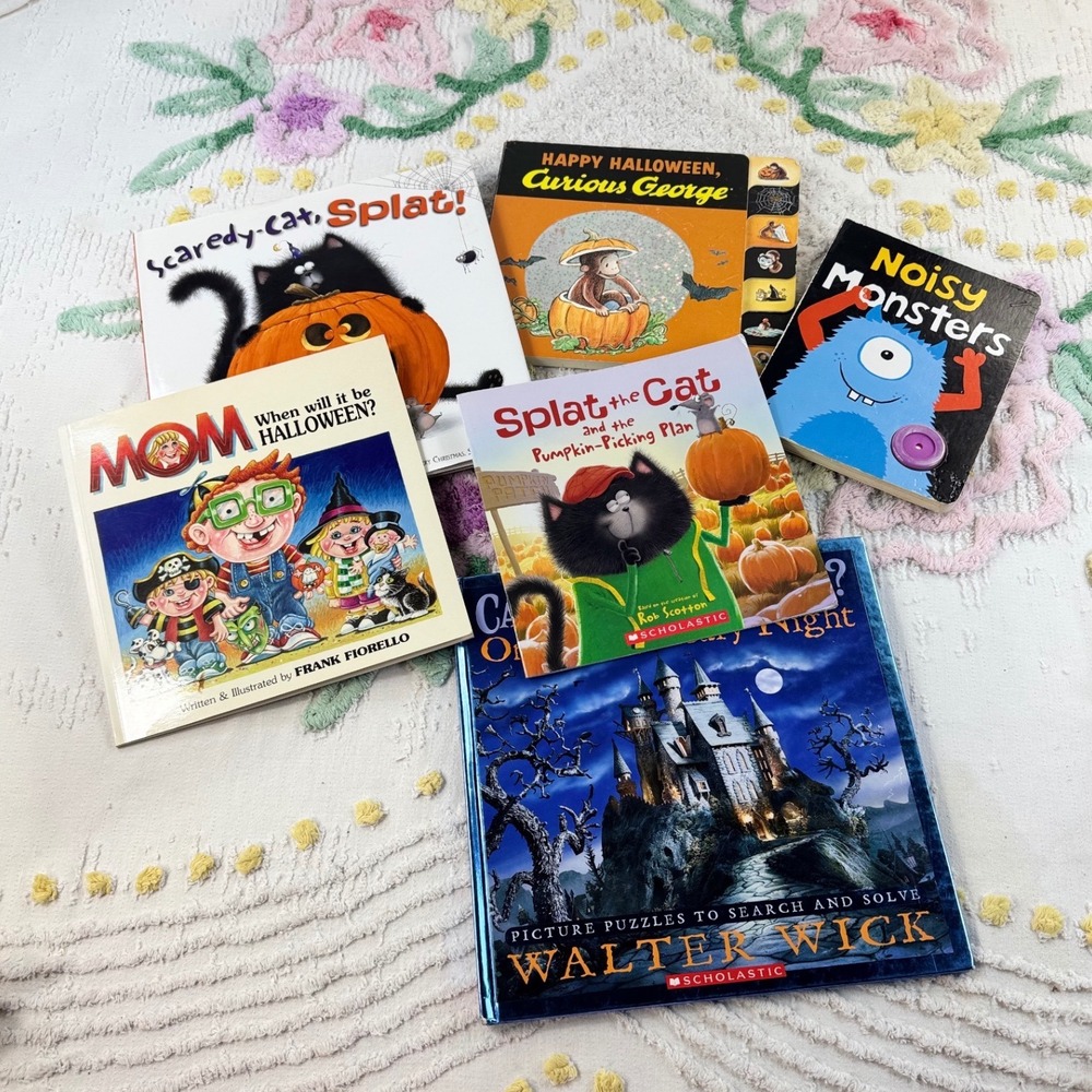 Halloween Childrens Book Lot 6 Splat the Cat Curious George Walter Wick Books